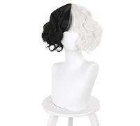 WHBHD Cruella de Vil Parrucca Cosplay Capelli Sintetici Resistenti al Calore Capelli Sintetici Halloween Party Props