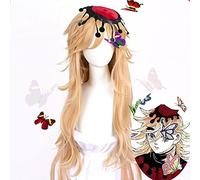 WHBHD DOUMA Cosplay Wig Demon Killer: Kimetsu No Yaiba Halloween Party Blonde Long Fibra Capelli Sintetici Fibra