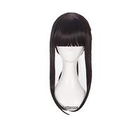 WHBHD Fire Force Maki Eze Cosplay Parrucche Lunghe Black Brown Resistente al Calore Capelli Sintetici Capelli + Cappuccio Parrucca