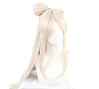 WHBHD Game Genshin Impact Ningguang Parrucca Cosplay Long Dritte Parrucche Beige con Arco Resistenti al Calore Capelli Sintetici Halloween