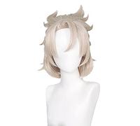 WHBHD Genshin Impact Albedo Parrucca Cosplay 35 cm Breve Biancheria for Capelli Anime Anime Resistente al Calore Parrucche Cosplay Sintetiche + Tappo della Parrucca