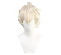 WHBHD Genshin Impact Cosplay Bennett 30cm Parrucca Parrucca Grigio Grigio Parrucca Capelli Sintetici Resistenti al Calore Capelli Sintetici Pelucas Anime Gioco Parrucche Halloween
