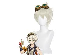 WHBHD Genshin Impact Cosplay Bennett Breve 30 cm Parrucca Parrucca Grigio Grigio Parrucca Cosplay Anime Cosplay Parrucche Resistenti al Calore Parrucche Sintetiche Resistenti al Calore Halloween