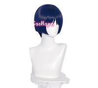 WHBHD Genshin Impact Cosplay Scaramore 30cm Parrucca Blu Purple Black Parrucca Black Cosplay Anime Parrucche Parrucche Resistenti al Calore Parrucche Sintetiche Halloween