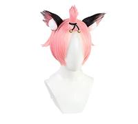 WHBHD Genshin Impact Diina Cosplay 32cm Breve Natale Parrucca Rosa Cosplay Anime Cosplay Parrucche Cosplay Parrucche Sintetiche Resistenti al Calore Halloween