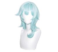 WHBHD Genshin Impact EULA Cosplay Parrucca Parrucca Game Genshin Impact Cosplay Blu Bianco Bianco Bianco Parrucca Corto Capelli Sintetici Resistenti al Calore