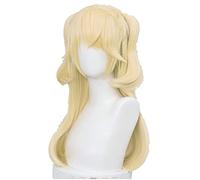 WHBHD Genshin Impact Fischl Parrucca Cosplay 70cm Natale Biondo Biondo Golden Anime Parrucche Resistenti al Calore Parrucche for Capelli Sintetici + Tappo della Parrucca