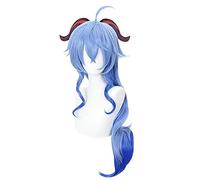WHBHD Genshin Impact Ganyu Cosplay 75 cm Lungo Blu Gradient Parrucca Cosplay Anime Cosplay Parrucche Capelli Resistenti al Calore Donne di Halloween Parrucca Halloween