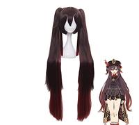WHBHD Genshin Impact HU Tao Cosplay Parrucca Genshin Impact Cosplay Long Gradiente Brown Ponytails Capelli Sintetici Resistenti al Calore