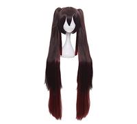 WHBHD Genshin Impact Hutao Cosplay Donne 110 cm Parrucca Lunga Parrucca Marrone Cosplay Halloween Cappucci Termici Resistenti al Calore Parrucche Sintetiche Anime Cosplay Parrucche