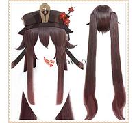 WHBHD Genshin Impact Hutao HU Tao Parrucca Cosplay Parrucca di Gradiente Pigtails Sintetici Lunghi Diritti Resistenti al Calore Cavalli di Coda di Cavallo Donne + Tappo della Parrucca