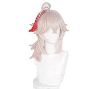 WHBHD Genshin Impact Kazuha Cosplay 36 cm Coda di Cavallo Pallido bionda Mista Rossa Capelli Sintetici Resistenti al Calore Resistenti al Calore Parrucche Sintetiche Halloween