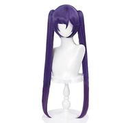 WHBHD Genshin Impact Mona Cosplay Scuro Viola Parrucca Viola Pigtails Sintetico Resistente al Calore Resistente al Calore wigshallowen for la Ragazza Lunga