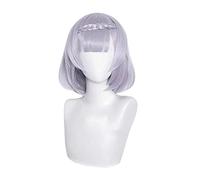 WHBHD Genshin Impact Noelle Cosplay Cosplay 35cm Treccia Parrucca Corta Argento Parrucca Viola Cosplay Parrucche Anime Anime Resistenti al Calore Parrucche Sintetiche Hallowee