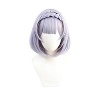 WHBHD Genshin Impact Noelle Parrucche Cosplay Gioco Cost Breve Light Viola Parrucca Intrecciata con Bangs Capelli Sintetici Resistenti al Calore