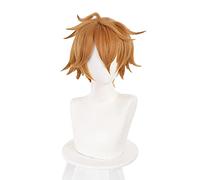 WHBHD Genshin Impact Tartaglia Cosplay 30cm Breve Natale Parrucca Brown Cosplay Parrucche Anime Anime Resistenti al Calore Parrucche Sintetiche Halloween