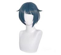 WHBHD Genshin Impact Xingqiu Cosplay 30 cm Parrucca Blu Breve Resistente al Calore Resistente al Calore Capelli Sintetici Adulto Donne Donne Halloween Cosplay Parrucche Anime
