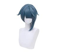 WHBHD Genshin Impact Xingqiu Cosplay Cosplay 30 cm Parrucca Breve Parrucca Blu Grigia Blu Blue Cosplay Parrucche Cosplay Anime Resistenti al Calore Resistente alle Parrucche Sintetiche Halloween