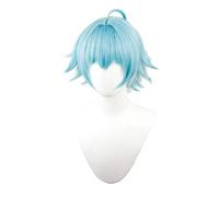 WHBHD Gioco Genshin Impact Chongyun Parrucche Cosplay Light Blue Breve Uomo Cosplay Parrucca Capelli Sintetici Resistenti al Calore Capelli Sintetici Halloween