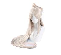 WHBHD Gioco Genshin Impact NingGuang Cosplay Parrucca Lunga Dritto Resistente al Calore Resistente ai Capelli Sintetici Ning Guang Parrucche Cosplay + Tappo della Parrucca