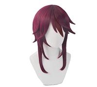 WHBHD Gioco Genshin Impact Rosaria Cosplay Parrucca Cosplay Breve Parrucche Sintetiche Resistenti al Calore Rosso + Tappo della Parrucca