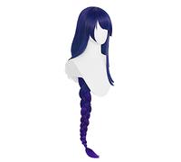 WHBHD Gioco Genshin Impact Shogun Parrucca Cosplay Lungo Blu Purple Intrecciata Resistente al Calore Resistente al Calore Anime Anime Cosplay Parrucche + Tappo della Parrucca
