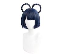 WHBHD Gioco Genshin Impact Xiangling Cosplay Parrucche Blu Scuro Blu Breve Cosplay Wig Parrucche Intrecciate Capelli Sintetici Resistenti al Calore