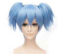 WHBHD Gioco Sally Face Sally Breve Blue con Clip Ponytail Ponytail Misto Capelli Resistenti al Calore Sallyface Costume Cosplay Parrucca for Capelli