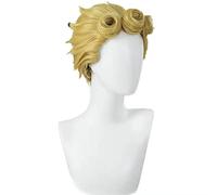 WHBHD Giorno Giovanna Cosplay JoJo Bizarre Adventure Cosplay Parrucca d'oro Cosplay Anime Parrucca Cosplay Resistente al Calore Parrucca Sintetica Resistente al Calore Halloween