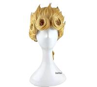 WHBHD JoJo Bizarre Adventure Giorno Giovanna Cosplay Parrucca Golden Braid in Stile Styled Capelli Sintetici Resistenti al Calore Capelli + Cappuccio Parrucca
