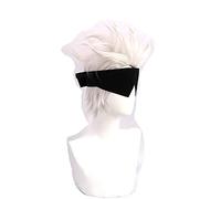 WHBHD Jujutsu Kaisen Anime gojo satoru Capelli Corti Capelli Copricapo Occhio Patch Cosplay Parrucca Parrucca Tappo Sintetico Halloween Carnival Party Puntelli