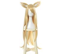 WHBHD K/da. Ahri Cosplay Party Blonde Long Dritto Kda. Parrucca Cosplay con Orecchie Halloween Capelli Sintetici Resistenti al Calore