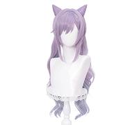 WHBHD K Game Genshin Impact Keqing Cosplay Parrucca Ekor Kuda Campuran Ungu Tahan Panas Halloween Sintetis