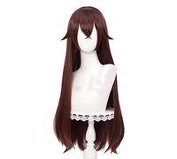WHBHD K Genshin Impact Amber Cosplay Parrucca Permainan Panjang Coklat Lurus Poni Panas Halloween Pesta Sehari-Hari