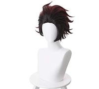 WHBHD Kamado tanjirou Parrucca kimetsu No Yaiba Cosplay 28 cm Capelli Rossi Scuro Capelli Sintetici Resistenti al Calore kamado tanjirou Cosplay
