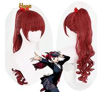 WHBHD Kasumi Yoshizawa Cosplay Persona 5 Cosplay Donne Lunghe Parrucca Rossa riccia Cosplay Anime Cosplay Wig Resistente al Calore Parrucche Sintetiche Resistenti al Calore
