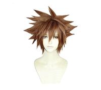 WHBHD Kingdom Hearts 3. Sora Short Brown Giallo Capelli Resistenti al Calore Capelli Cosplay Cosplay Parrucca + Track + Tappo della Parrucca