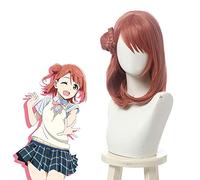WHBHD Love Live Uehara Ayumu Cosplay Parrucca LoveLive PDP. Parrucche Marroni rossastri Cosplay con Capelli Sintetici Resistenti al Calore del panino