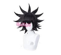 WHBHD Megumi Fushiguro Cosplay Jujutsu Kaisen Cosplay 35cm Breve Natale Parrucca Nera Cosplay Parrucche Anime Anime Resistenti al Calore Parrucche Sintetiche Resistenti al Calore