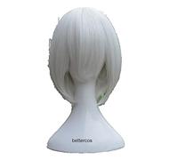 WHBHD Nier: Automata 2b Yorha n. 2 Tipo B Parrucche Cosplay Breve Bianco Bobo Capelli di Capelli Sintetici Resistenti al Calore + Tappo della Parrucca