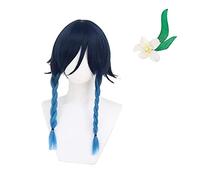 WHBHD Parrucca di Cosnoble Venti con Hairclip Game Genshin Impact Cosplay Blu Capelli Capelli Accessori