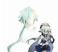 WHBHD Parrucca di saccarosio cosnoble con Portachiavi Gioco Genshin Impact Costume Verde Lungo Capelli Cosplay Accessorio Pendente