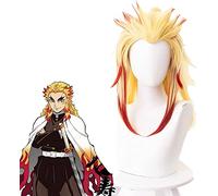 WHBHD Parrucche Cosplay Anime Demone Slayer rengoku kyoujurou Parrucca Cosplay for Halloween Party Puntelli Accessori con Tappo della Parrucca Libera