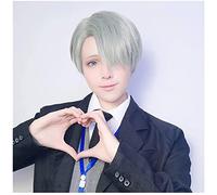 WHBHD Parrucche Cosplay Anime, Yuri !!! in Poi Ghiaccio Parrucca Cosplay dell'insegnante con Tappo della Parrucca Libera, Victor Nikiforov Wig (Color: Silver) ( Color : Silver )