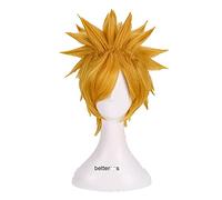 WHBHD Parrucche Cosplay di Uzumaki 30cm Breve Parrucca Sintetica Resistente al Calore Golden Yellow + Cappellino Parrucca