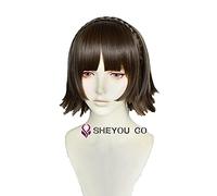 WHBHD Persona 5 P5 Makoto Niijima Parrucche Mise Capelli Marroni Parrucche Cosplay con Parrucche Sintetiche Resistenti al Calore Treccia + Tappo della Parrucca