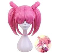 WHBHD Sailor Moon Sailor Chibi USA Chibiusa Pink Corto con Clip di Cavallo in Coda di Cavallo Capelli Sintetici Resistenti al Calore Parrucche Costume Cosplay