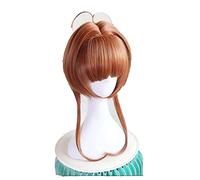 WHBHD Sakura Card Carter Captor CONSPLAY Wig Resistente al Calore Parrucche Sintetiche Light Brown Bob Party Party Party Parrucca Halloween Cosplay