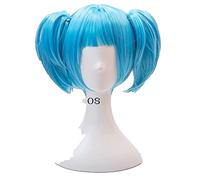 WHBHD Sallyface Sally Face Sally Short Blue Parrucca con Due Clip Coda di Cavallo Capelli Resistenti al Calore Cosplay Cosplay Parrucche + Tappo della Parrucca