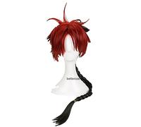 WHBHD Seraph of The End Crowley Eusford Cosplay Parrucche in Stile Styled Black Red Braided Resistente al Calore Parrucca Sintetica Capelli Sintetici + Cappuccio Parrucca